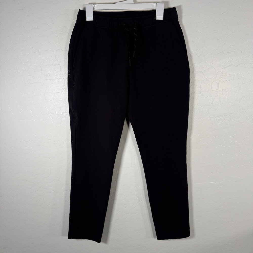 BYLT Mens Medium Black Elastic Waist Drawstring Joggers Performance Stretch